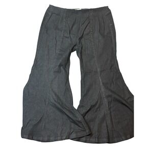 Umgee Pants Womens 7 Wide Flare Lagenlook Ankle Length Black Denim J4053 NWT